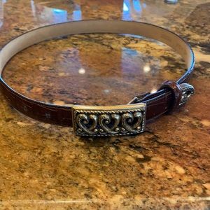 Brighton brown silver buckle skinny belt 3/4”
